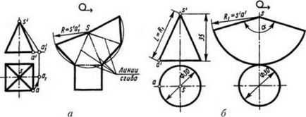 Construcția scanărilor suprafețelor corpurilor geometrice - desen tehnic