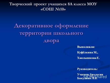 Представяне на творчески проект на студенти от класа 8а МР - Училище 10 - декорация