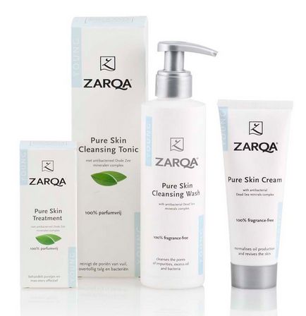 Професійний набір натуральної косметики zarqa для молоді (pure skin cleansing wash, pure