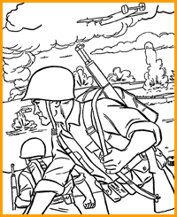 Розмальовки - військова техніка і солдати