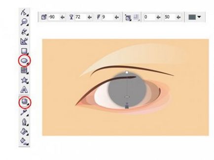 Desenați ochiul în desenul corel