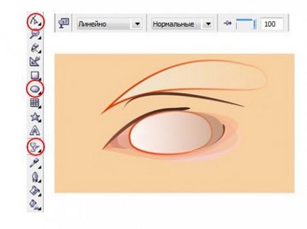 Desenați ochiul în desenul corel