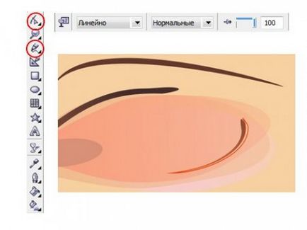 Desenați ochiul în desenul corel