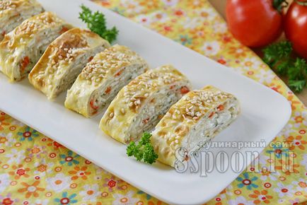 Lavash roll cu brânză de vaci în cuptor