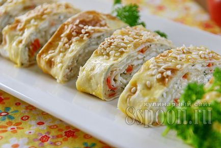 Lavash roll cu brânză de vaci în cuptor