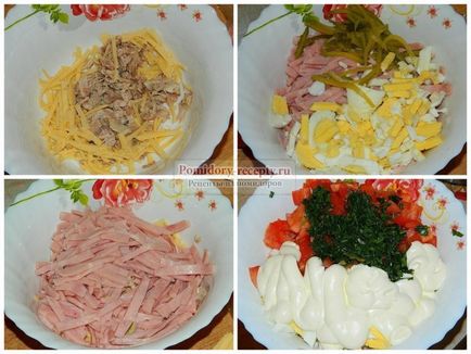 Salată cu roșii, șuncă și brânză