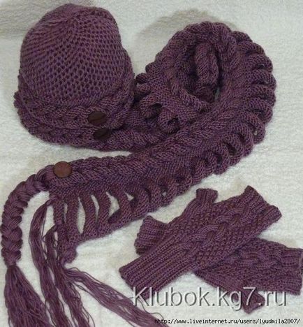 Шапочки і шарфики плетених косою - ідеї і майстер-клас