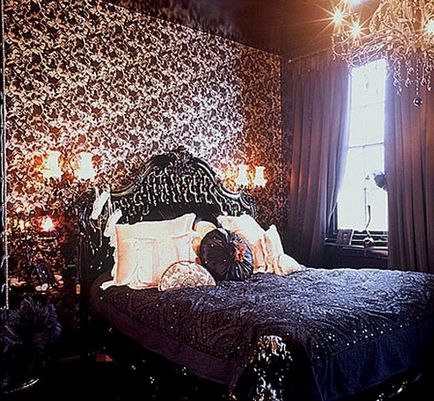 Таємничий готичний дизайн інтер'єру спальні