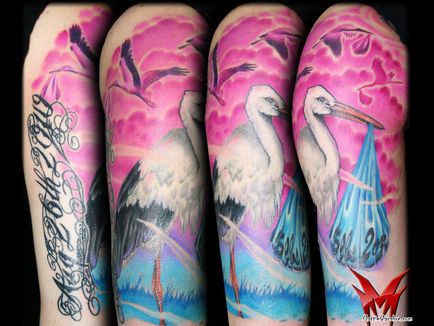 Tattoo Stork - valoare, schițe de tatuaje și fotografii