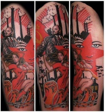 Tatuaj cu o imagine a lui Lenin, tattooart