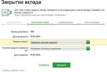 Betétek és számlák Sberbank Online