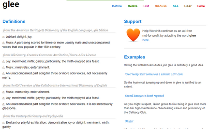 Wordnik - dicționar online și tezaurul de engleză, englezăzoom