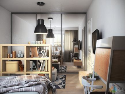 Designul unui apartament cu o cameră de 39 de metri pătrați, în interiorul unui apartament în stil scandinav,