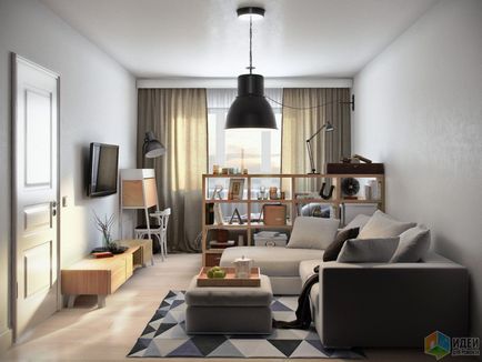 Designul unui apartament cu o cameră de 39 de metri pătrați, în interiorul unui apartament în stil scandinav,