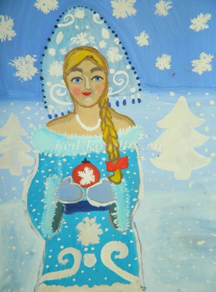 Cum de a desena un Snow Maiden în etape, cu o fotografie