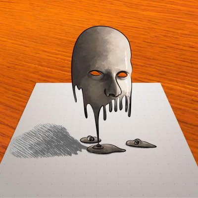 Cum de a desena o masca 3D de topire pe hârtie în etape - imagini și imagini de pe desktop gratuit 1