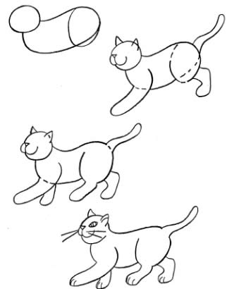 Cum să înveți să desenezi o pisică sau un pisoi în creion