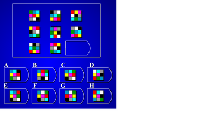 Як розташуються дев'ять кольорових квадратиків в квадраті 3x3 (див