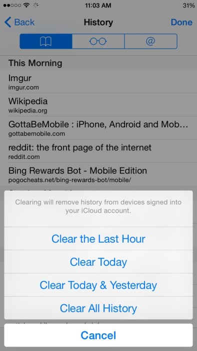 Cum să ștergeți istoricul browserului pe iphone 6