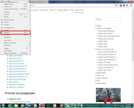 Cum în Opera pentru a șterge istoria vizitelor la site-uri