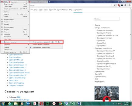 Cum în Opera pentru a șterge istoria vizitelor la site-uri
