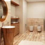 Decorare de baie cu selecție de material lemnos, procesare suplimentară și proces de instalare