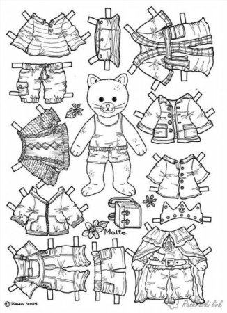 Розмальовки - паперові ляльки з одягом - завантажити і роздрукувати безкоштовно