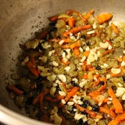 Rice kása a zöldségek és csirke recept egy fotó