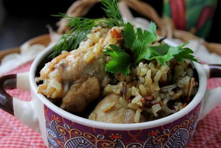 Rice kása a zöldségek és csirke recept egy fotó