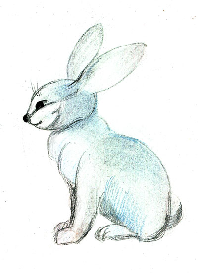 Малюємо зайця поетапно кольоровий пастеллю stabilo carbothello