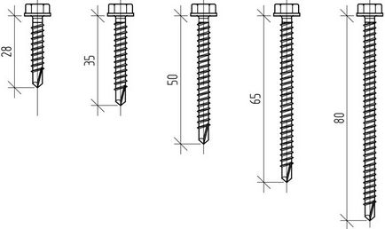 Șuruburi autofiletante pentru plăci metalice, consum pe 1 m2 și foi, dimensiuni, calcul