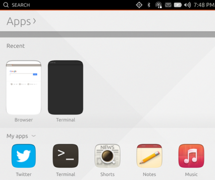 Captură de ecran despre cum arată ubuntu touch pe Nexus 7