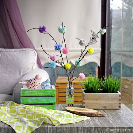 Hozzon létre egy tavaszi dekoráció a szobában a kezüket - 30 fotó ötletek