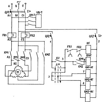 Schema de control pentru un motor cu două viteze