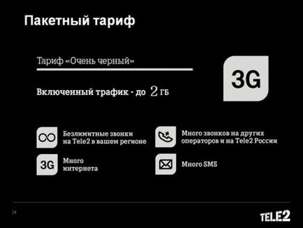 Tarif super negru descriere tele2, caracteristici de conectare