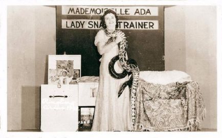 Snake Tamer Fotografiile retro ale doamnelor care au mers la arena de circ cu șerpi