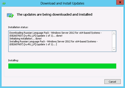 Instalarea pachetului de limbi pe serverul Windows 2012