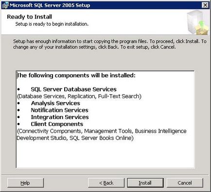Telepítése MS SQL 2005 tudósok