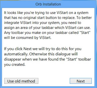 Vistart, поверне кнопку «пуск» в windows 8