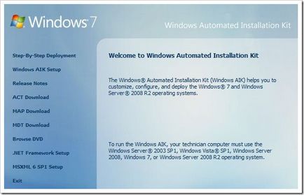 Serviciile de implementare Windows, waik și windows 7