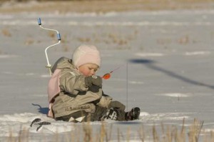 Зимни риболов жига с топчета 