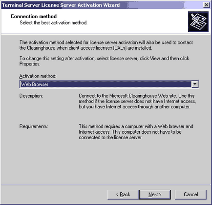 Activarea serverelor terminale în Windows Server 2000