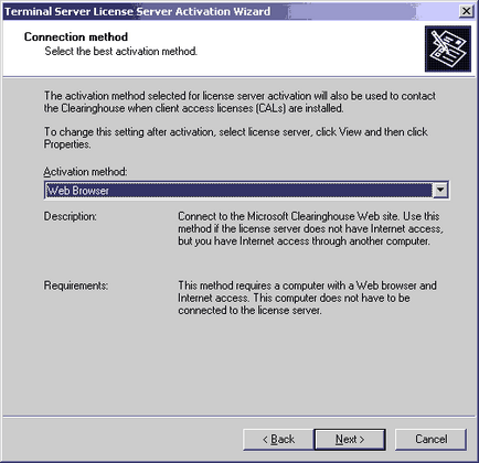 Engedélyezése Terminal Server (terminál szolgáltatásokat) a Windows Server 2000