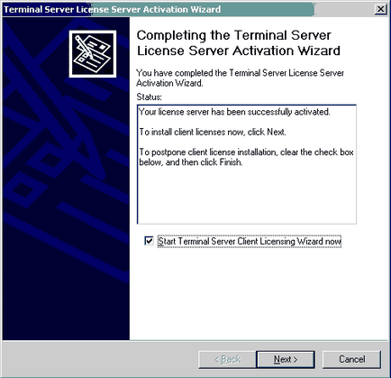 Engedélyezése Terminal Server (terminál szolgáltatásokat) a Windows Server 2000