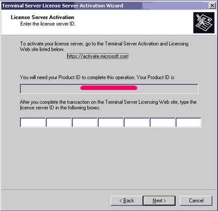 Activarea serverelor terminale în Windows Server 2000