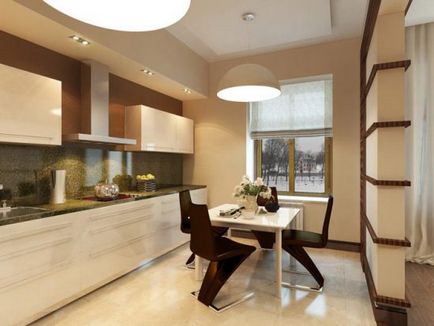 Beige bucătărie în fotografie interioară, ce fel de tapet și perdele de a alege, opțiuni cu accente luminoase