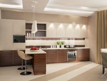 Бежевий колір в інтер'єрі кухні (50 фото)