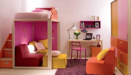 Loft ágy egy tinédzser - ideális kis szobák