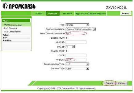 Configurarea unui modem, h201l