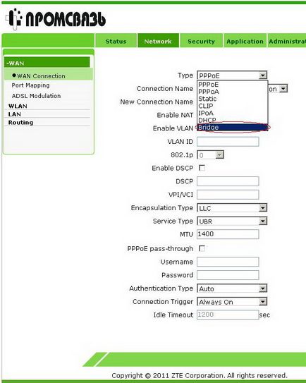 Configurarea unui modem, h201l